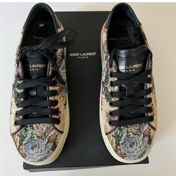Saint Laurent Tapestry Platform Sneakers - Picture 1 of 9